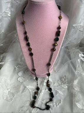 Multicolor Glass Bead Long Necklace - Elegant Women's Jewelry